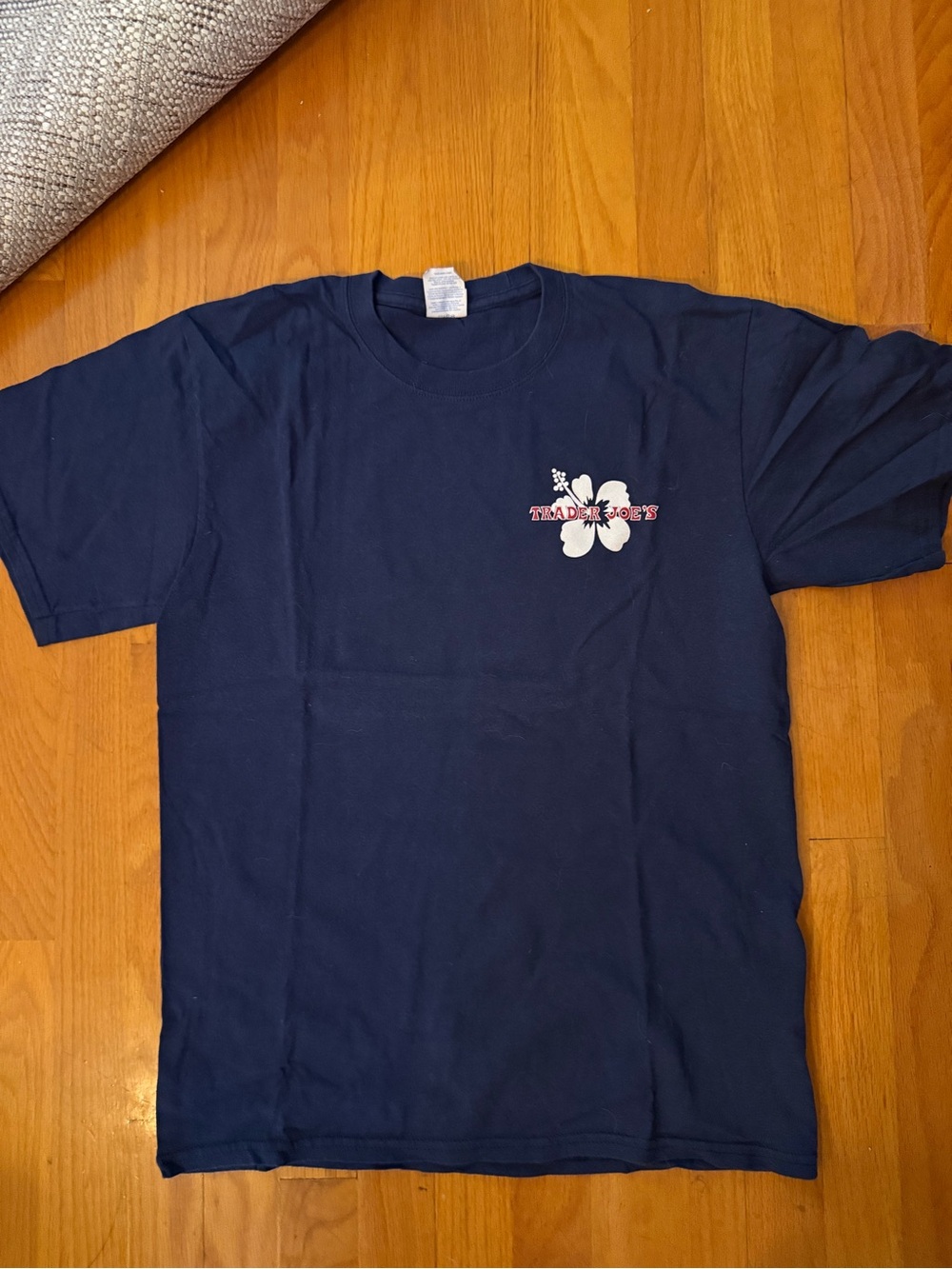 Navy Short Sleeve Tee with White Floral Logo